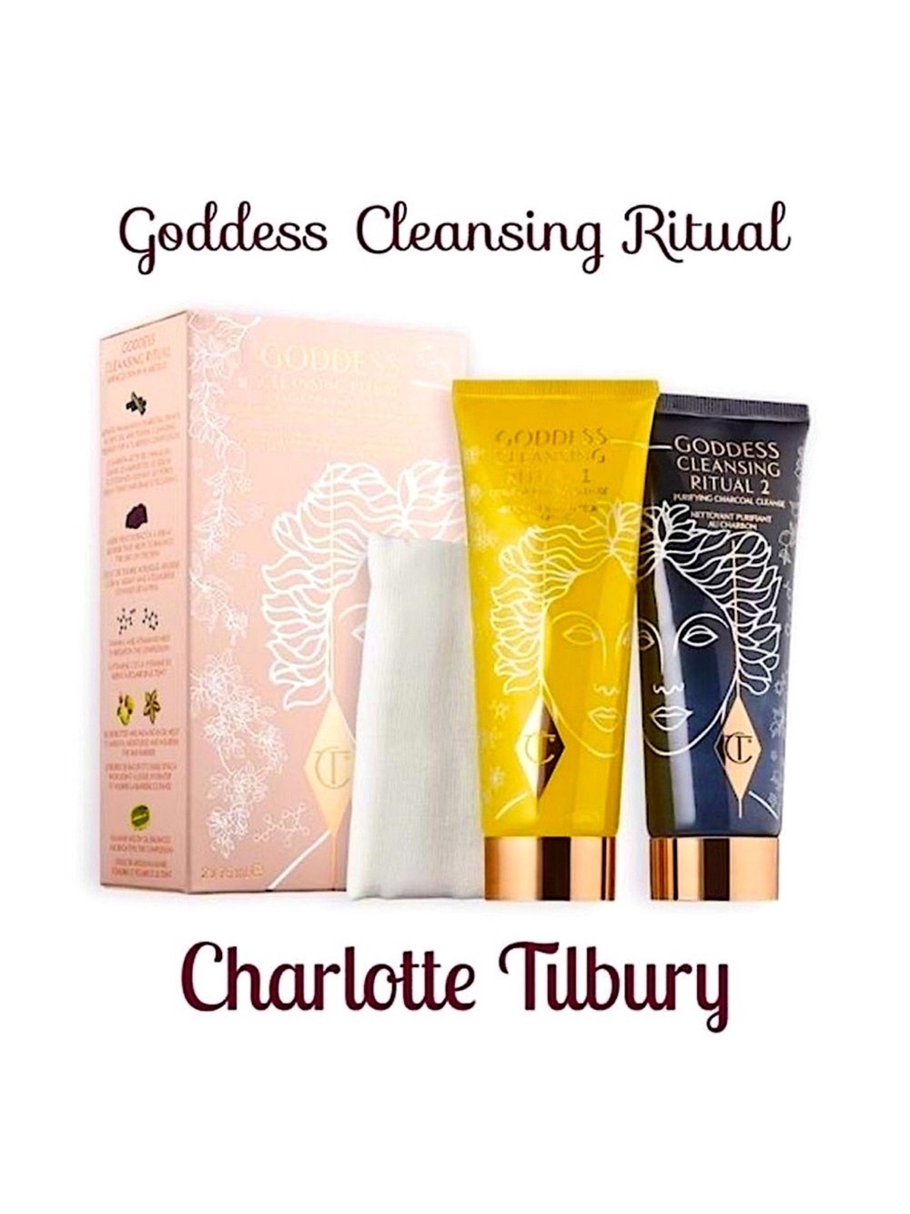 Charlotte Tilbury Goddess Cleansing Ritual Duo — Pink with Silver & Gold Accents